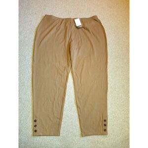 NWT Womens Pants-J. JILL WEAREVER COL-"Camel" tan stretch knit pull-on crop-1X